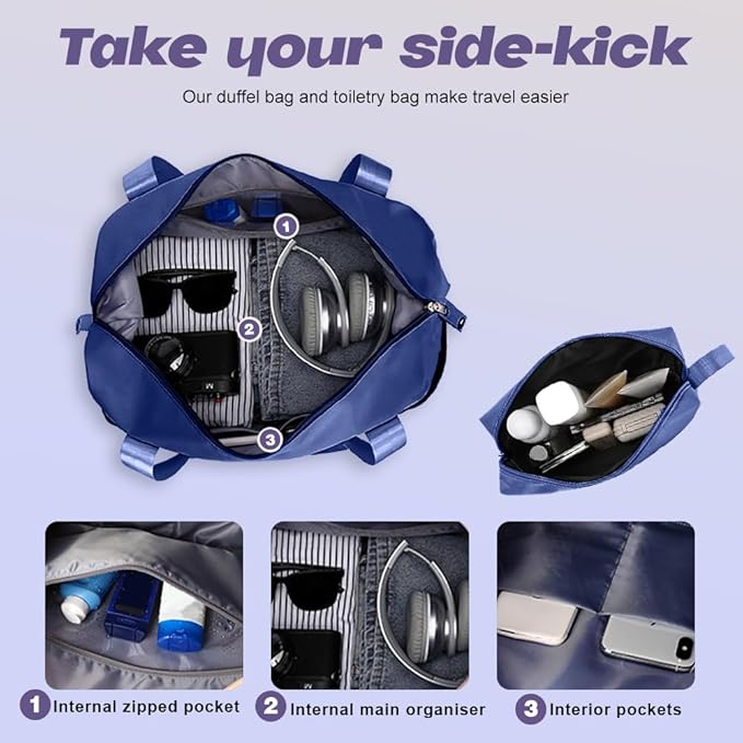 AnyZip Luggage Set 5 Piece PC ABS Hardshell Lightweight Suitcases for Travelling with 4 Universal Wheels TSA Lock Carry on Suitcase Dark Blue