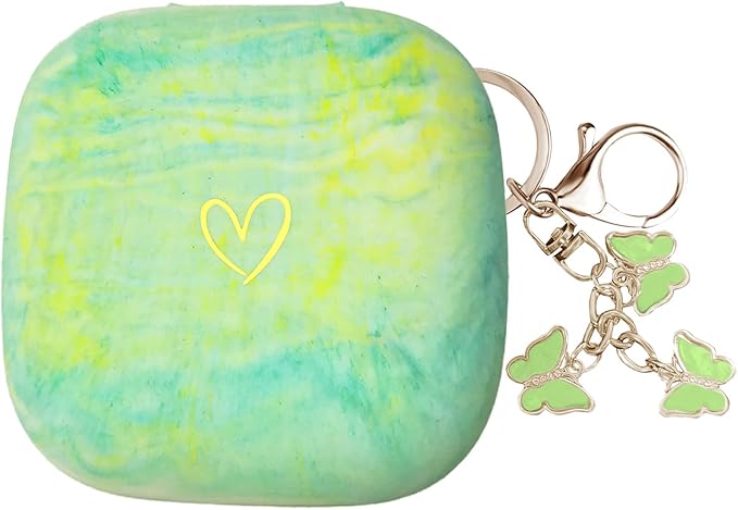 Compatible with Powerbeats Pro, Soft Silicone Case with Gold Heart Pattern for Powerbeats Pro Case with Cute Butterfly Keychain for Girls Women (Camouflage Green)