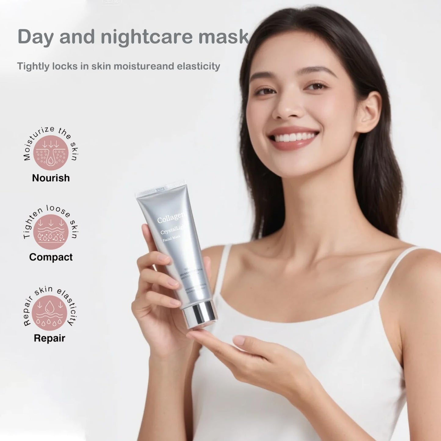 Ueseinl Collagen Overnight Wrapping Face Mask for Korean Glass Skin, Collagen Night Wrapping Peel Off Facial Mask Pack, Firming and Wrinkle Reduction Sheet Mask, Hydrolyzed Collagen For Glowing Skin