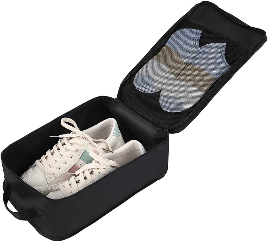 Belsmi 8 Set Packing Cubes with Shoe Bag - Compression Travel Luggage Organizer (Style A - Black)