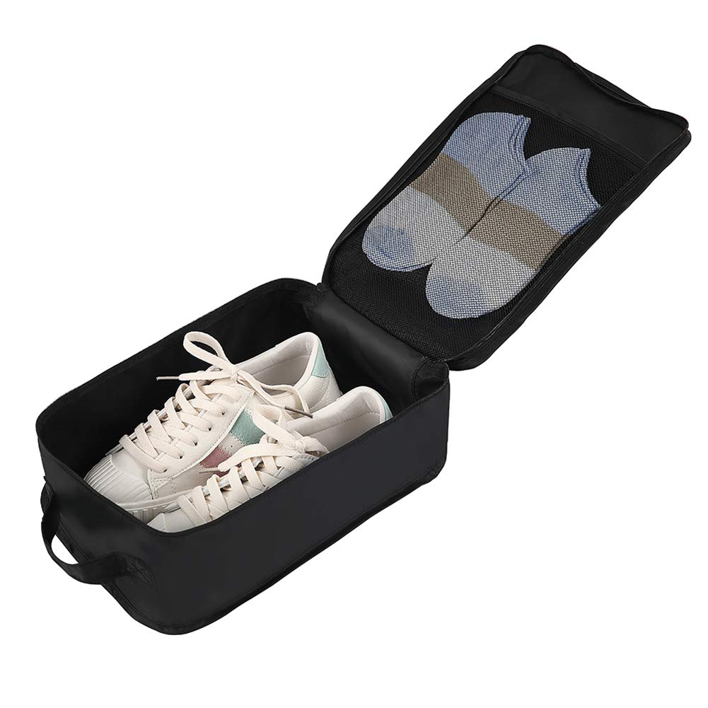 Belsmi 8 Set Packing Cubes with Shoe Bag - Compression Travel Luggage Organizer (Style A - Black)