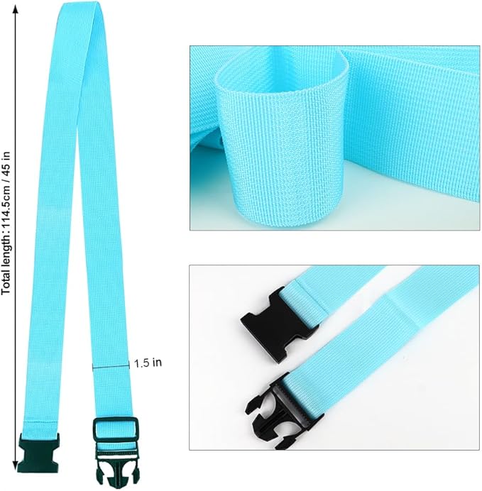 4Pack Luggage Straps for Suitcases, Travel Connector for Carry On Bag, Add Bag to Connect Two Suitcases, Adjustable Belt Attachment Accessories for Connect Your 3 Luggages, Light Blue