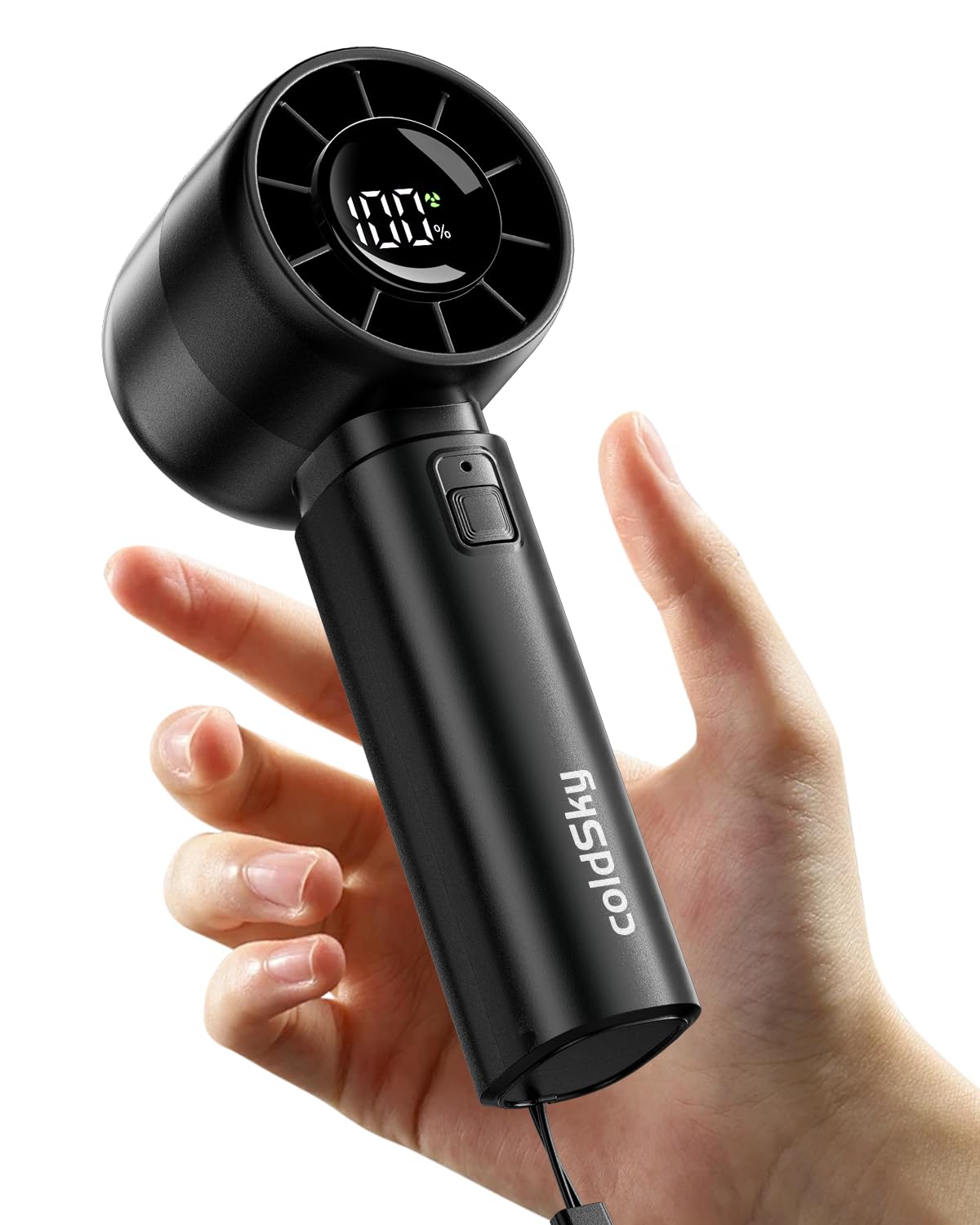 coldSky Portable Handheld Turbo Fan,5 Speeds High Speed Personal Fan With Digital Display,4000mAh Rechargeable Small Fans Max 12Hrs Cooling Fans For Outdoor, Travel Essentials
