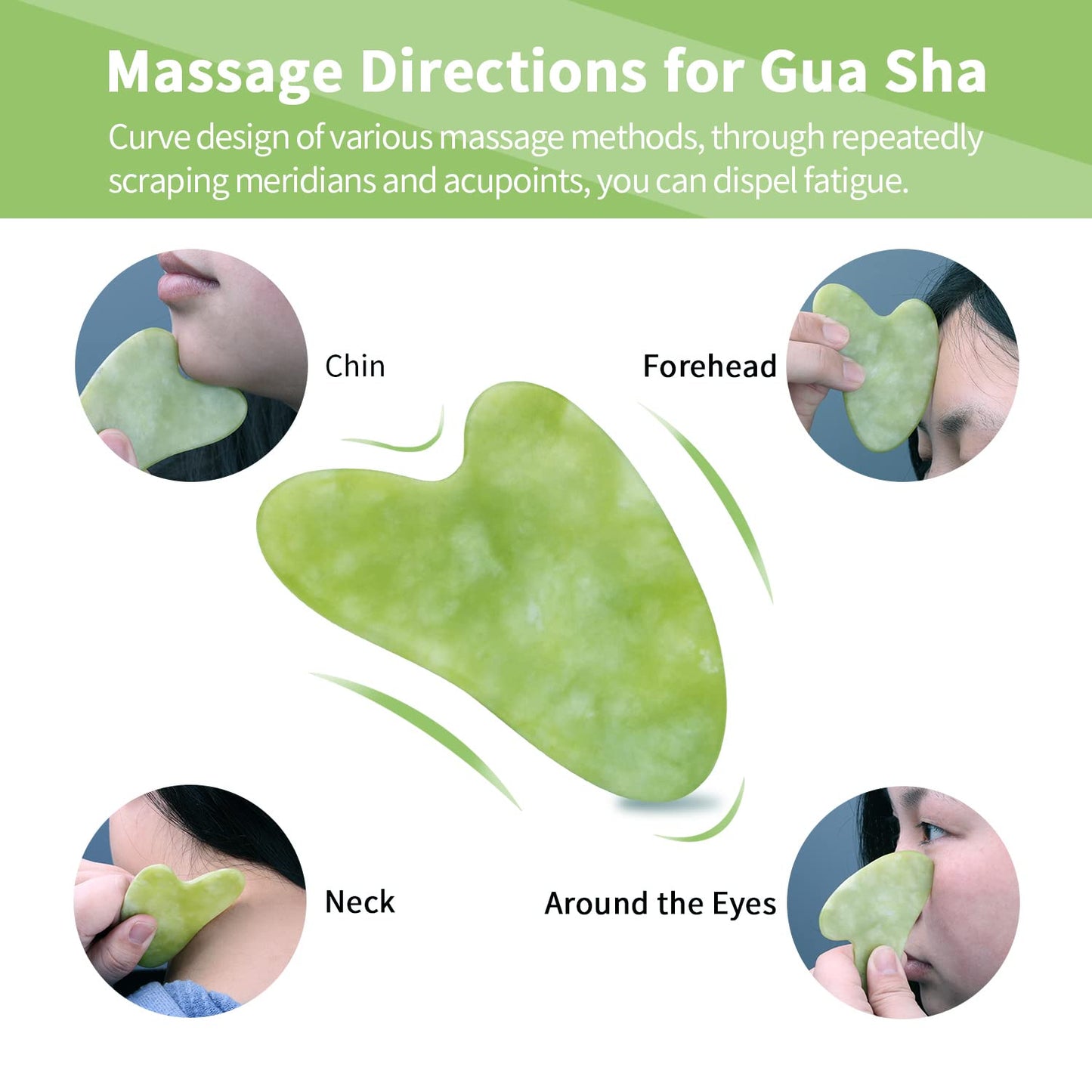 Natural Jade Roller and Gua Sha Set for Face Eyes Tool Jade Facial Roller Noiseless Facial Massage Roller