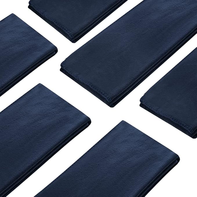 CAI TENG Fleece Throw Blankets Lightweight Warm Soft Kids Blanket Cozy Pet-Friendly Bulk Fleece Blanket Solid for Home, Bed, Sofa, Dorm, Office, Gifts, Outdoor (Navy, Pack of 6-50 x 60 inch)