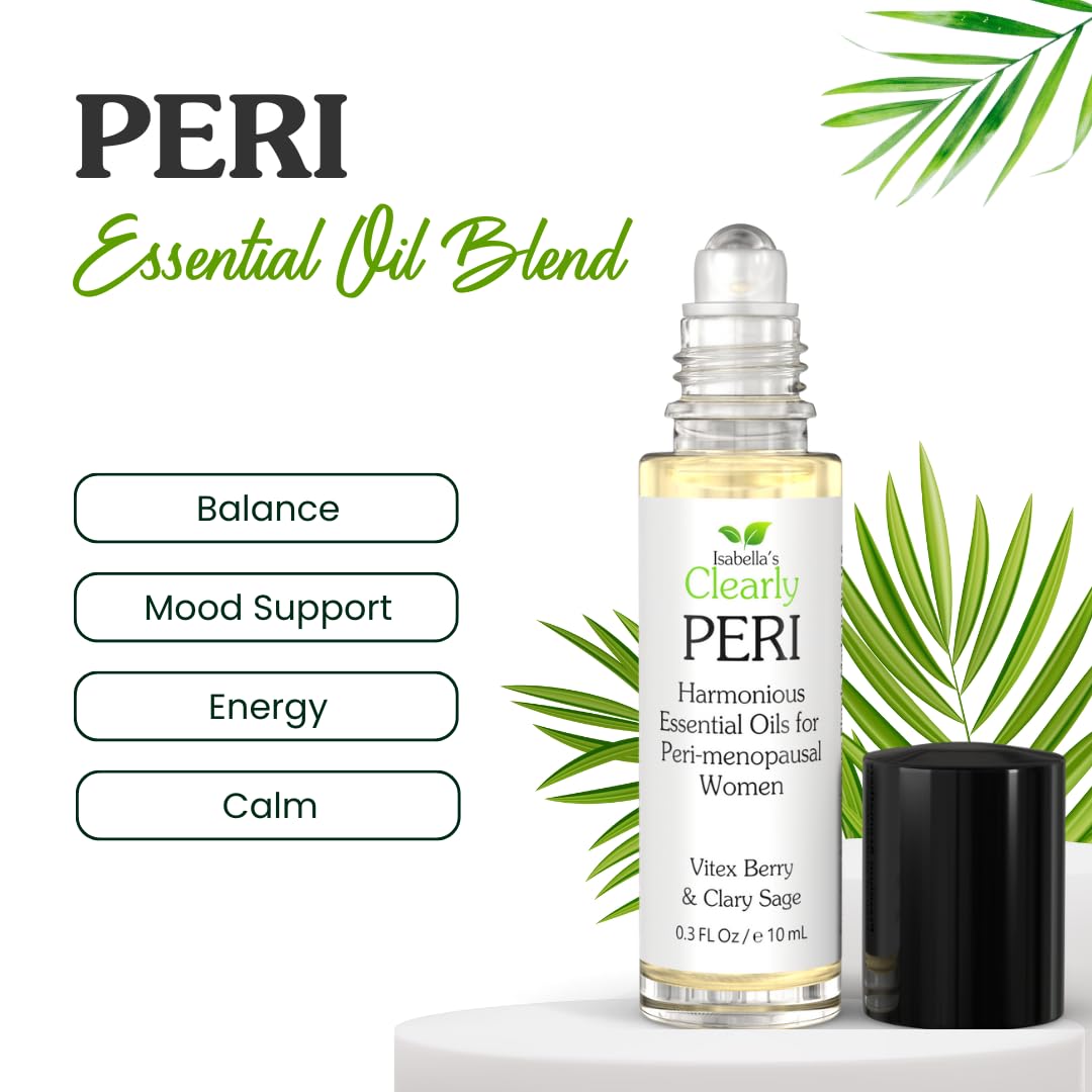 PERI Essential Oil Roll-On for Women | Natural Aromatherapy Blend for Balance, Mood, Drive and Energy with Vitex Berry, Clary Sage, Geranium, Neroli, Orange, and Jojoba