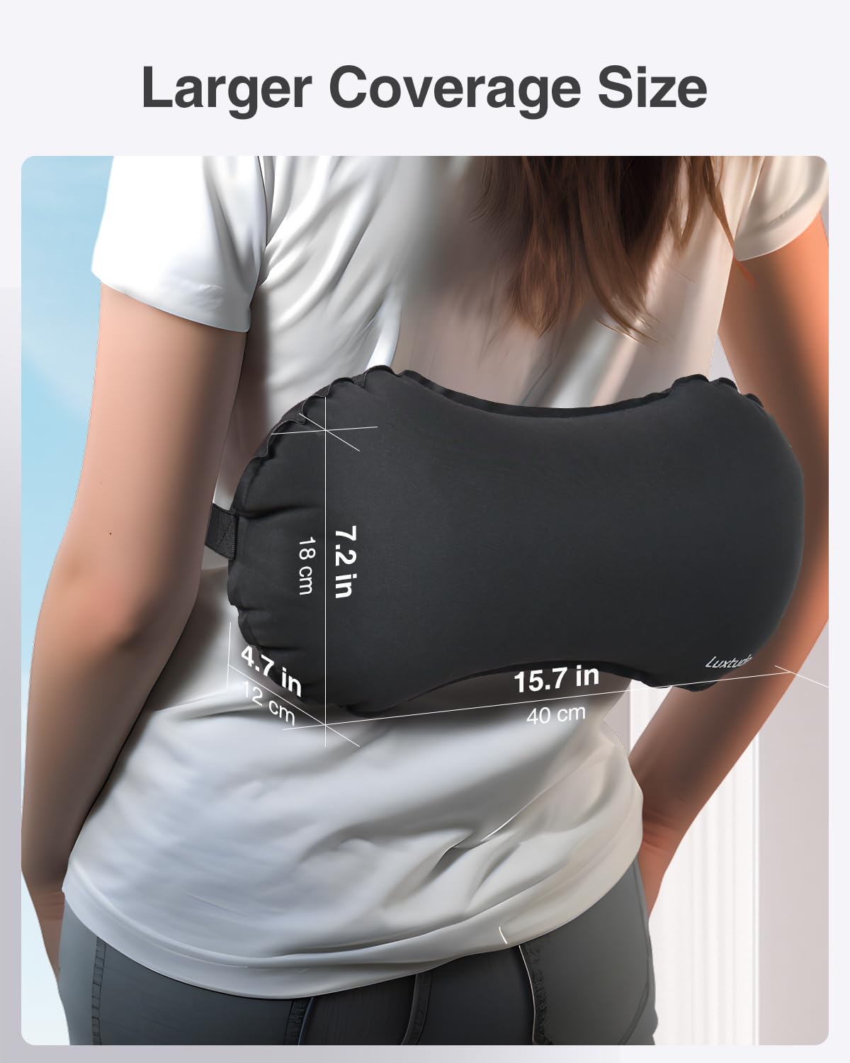 Luxtude Inflatable Lumbar Pillow for Airplane Travel, Lumbar Support Pillow for Office Chair/Car, Self-Inflating Travel Lumbar Pillow Back Support, Lower Back Pillow for Reducing Lumbar Pain