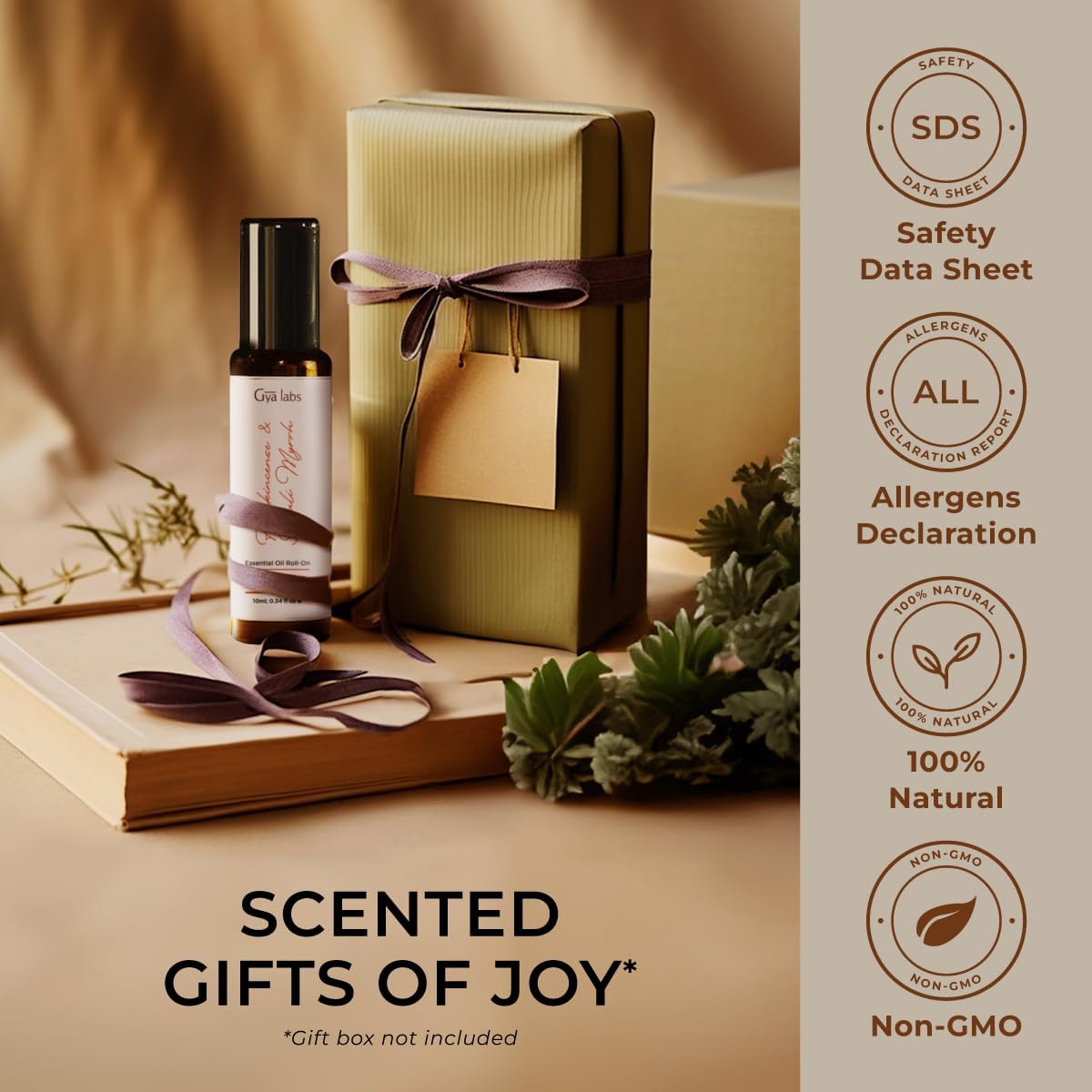 Gya Labs Frankincense and Somali Myrrh Essential Oil Roll on - 100% Pure Natural Frankincense for Face, Myrrh for Skin, Body Ache Comfort, Aromatherapy, Travel Size (0.34 Fl Oz)