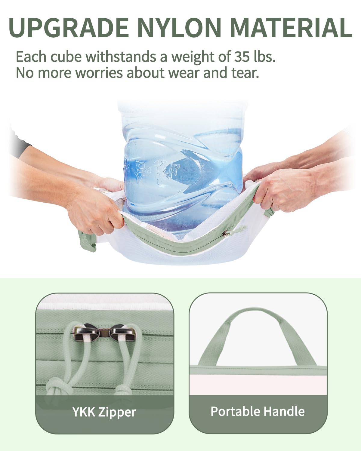 ECOHUB 6 Set Compression Packing Cubes, Lightweight Vacation Travel Essentials, Durable Travel Accessories for Suitcase Carry On Luggage Organizer Bags Set with YKK Zippers Shoe Bag, Green