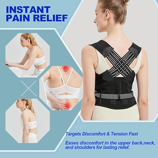 Back Brace Posture Corrector for Women and Men Upgraded Back Brace Adjustable Full Back Support, Shoulder Straightener, Neck, Upper and Lower Back Pain Relief- Scoliosis, Hunchback, Hump, Corrector