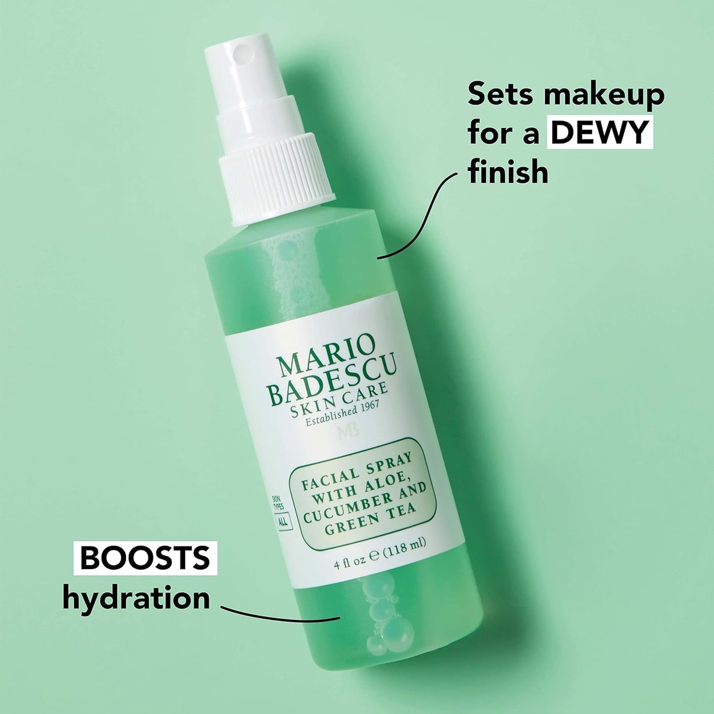 Mario Badescu Facial Spray 2 Piece Set, Includes Aloe, Chamomile & Lavender Face Mist PLUS Aloe, Cucumber, Green Tea Face Mist for All Skin Types, Dewy Finish, 4 Fl Oz, 2 Count (Pack of 1)