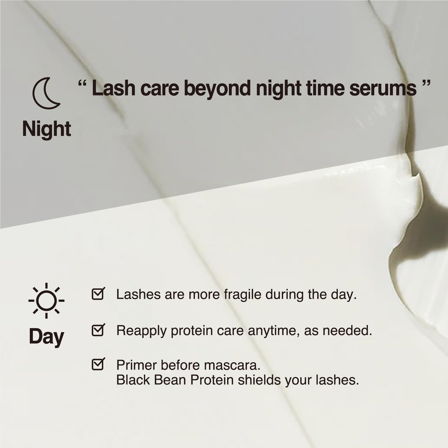 CHOSUNGAH BEAUTY Black Bean Keratin Lash Care Styler – Daytime Protein Lash Serum with Jelly Texture & Mini Brush for Daily Lash Conditioning, 0.3 Fl Oz (9ml)