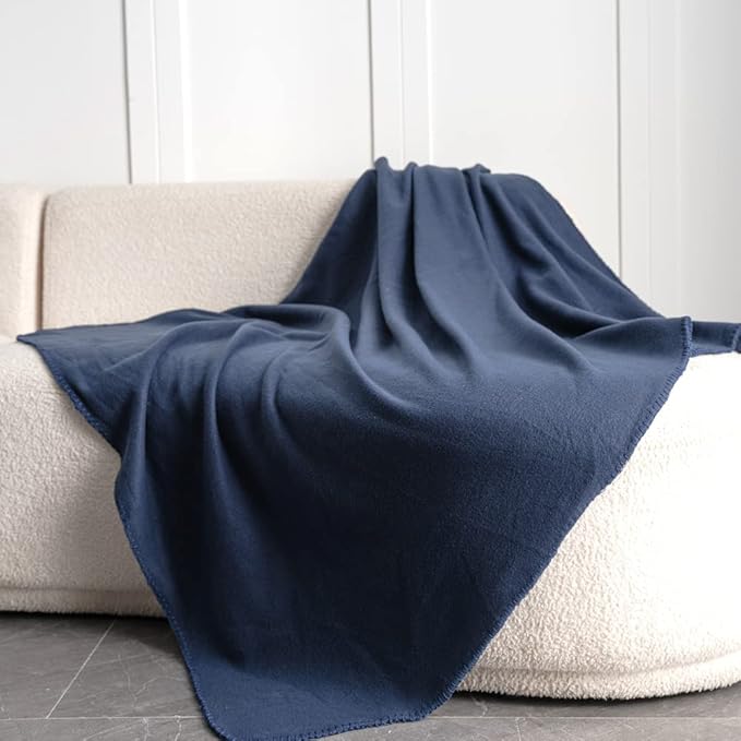 CAI TENG Fleece Throw Blankets Lightweight Warm Soft Kids Blanket Cozy Pet-Friendly Bulk Fleece Blanket Solid for Home, Bed, Sofa, Dorm, Office, Gifts, Outdoor (Navy, Pack of 6-50 x 60 inch)