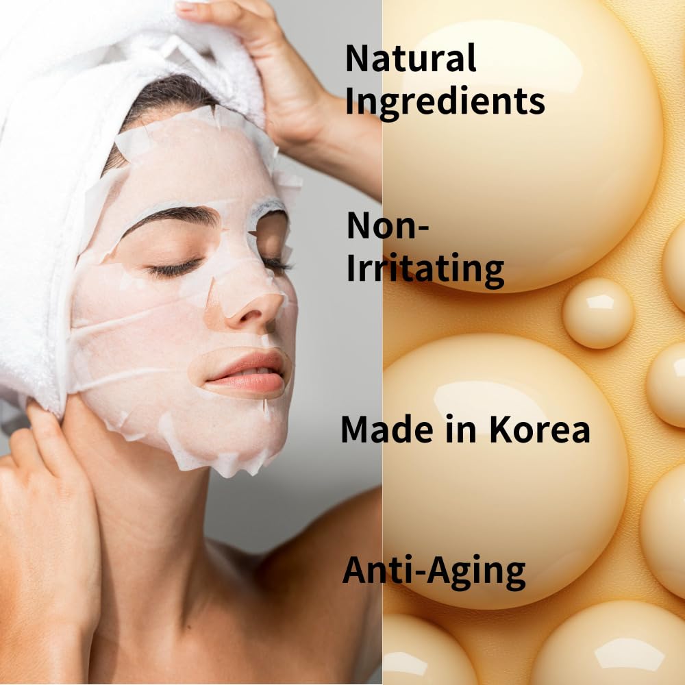 ELT Wellcero Vitamin C (1 Count 5pcs) Korean Face Masks, Brightening Sheet Mask, Soothing Facial Mask, Wrinkle Fighting, Deep Collagen, Korean Skin care