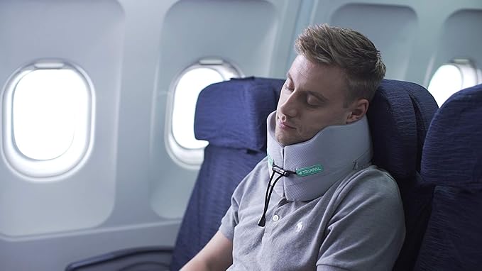 Travel Pillow for Airplane Neck Chin Support Memory Foam Machine Washable Adults Unisex Neck Pillows for Travel Airplane Sleeping Car Office Grey Small