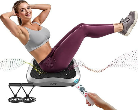 AXV Vibration Plate Exercise Machine Whole Body Workout Vibrate Fitness Platform Lymphatic Drainage Machine for Weight Loss Shaping Toning Wellness Home Gyms Workout
