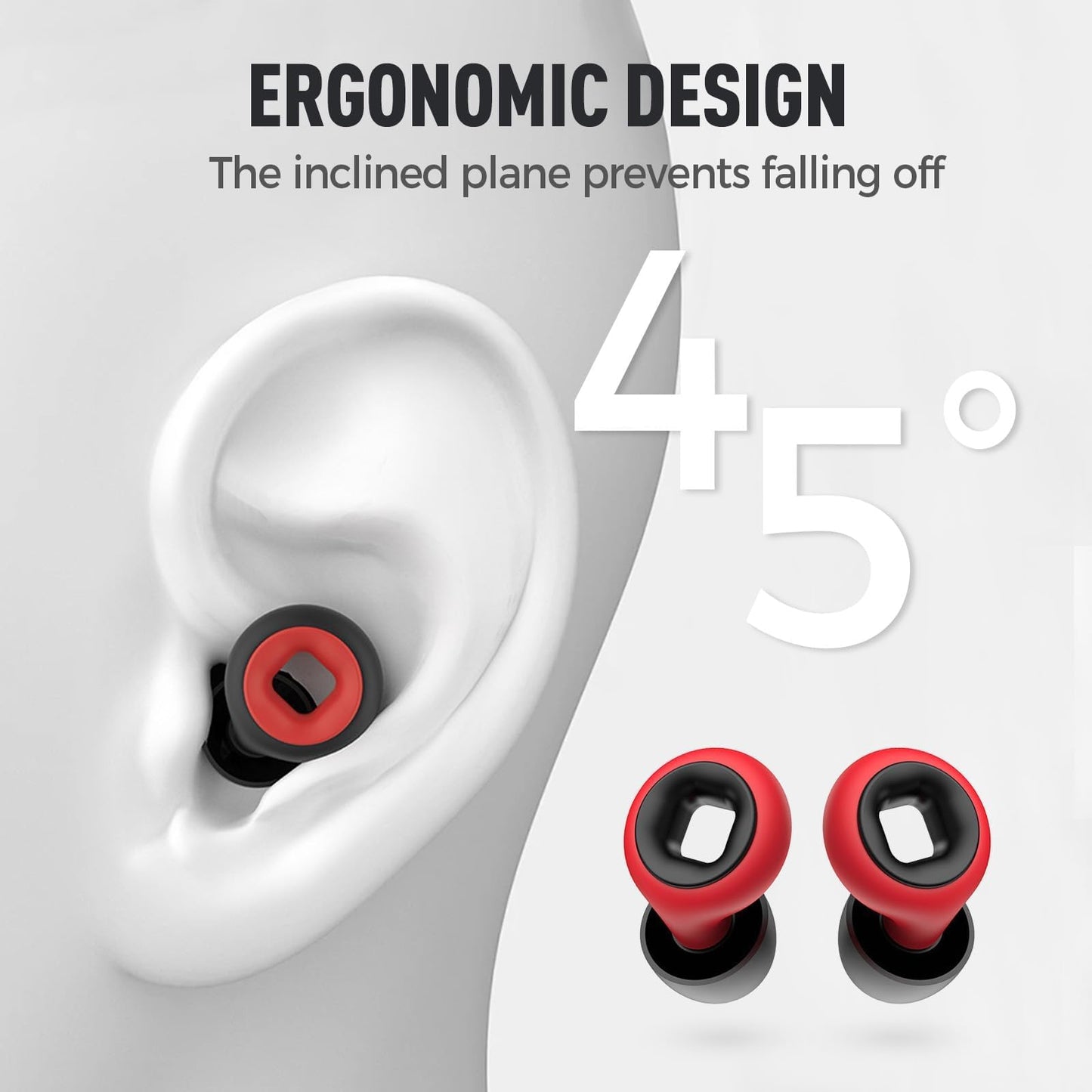 Ear Plugs for Sleeping Noise Cancelling,45db Motorcycle Ear Plugs for Noise Reduction with 8 Eartips,Reusable Silicone Earplugs for Sleep,Concerts,Work,Study,Snoring,Travel (Black and Red)