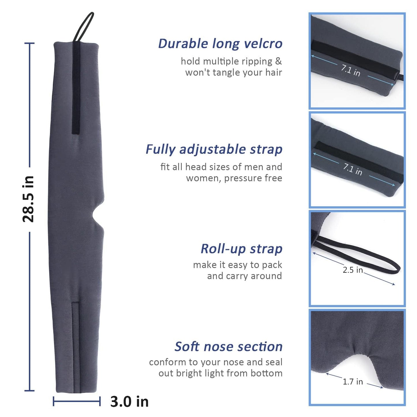 Mavogel Sleep Mask, Modal Material Eye Mask for Sleeping, Ultra Soft Skin Friendly Full Eye Covers for Women Men, Light Blocking Sleeping Mask for Travel Yoga Nap, Fully Adjustable Strap, Dark Grey