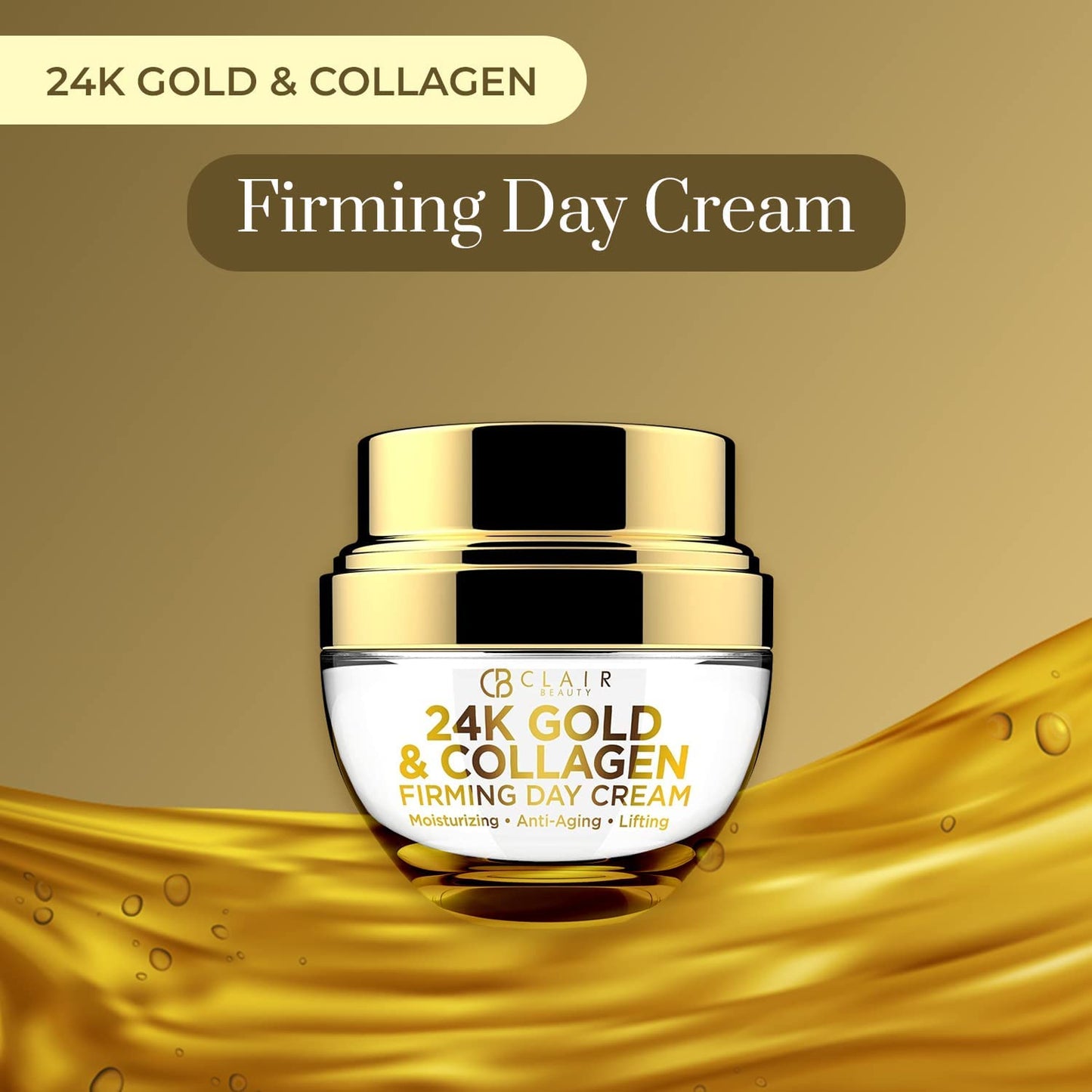 Clear Beauty 24K Gold & Collagen Day/Night Moisturizer Set - Dermatologist Tested, Hydrating, Anti-Aging Cream, Natural Ingredients, Cruelty Free Korean Skin Care, All Skin Types - Value Pack
