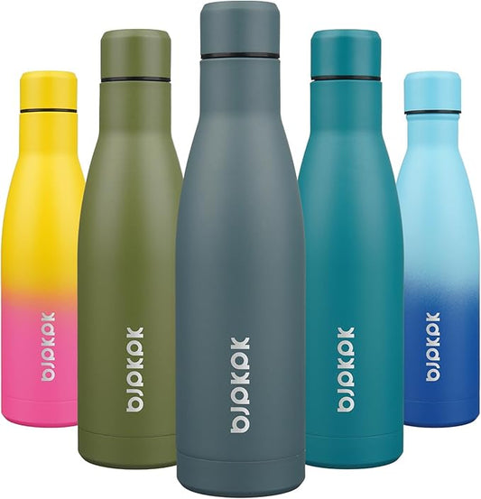 BJPKPK 17oz Insulated Water Bottles Stainless Steel Sports Water Bottles Keep Cold and Hot for Travel Dishwasher Safe,Dark Grey