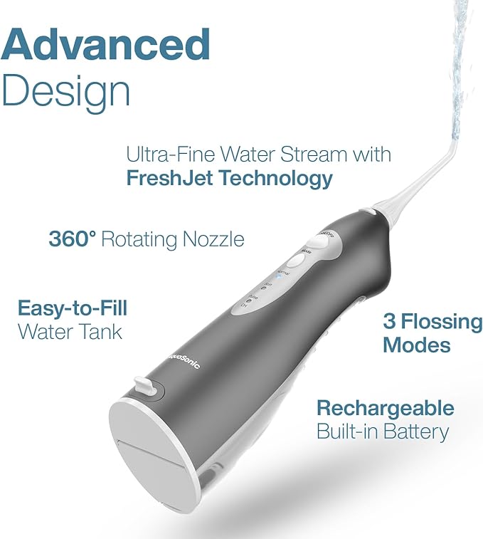 AquaSonic Water Flosser - Cordless Rechargeable Water Flossers for Teeth Cleaning - Waterproof Aqua Flosser, Portable Oral Irrigator for Dental Cleaning with 5 Jet Tips – Braces Home Travel