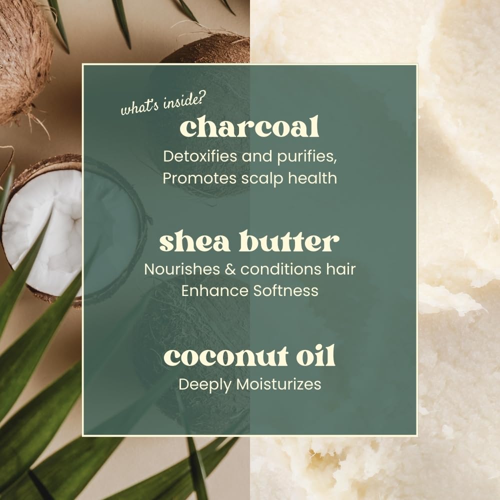 Beachwaver Charcoal Shampoo Bar | Clarifying, Sustainable Shampoo Bar with Organic Coconut Oil & Shea Butter for Hydrated Hair & Healthy Scalp | Fragrance-Free, Vegan, Easy for Travel