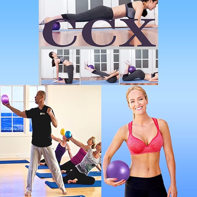 9 Inch Exercise Pilates Mini Yoga Balls Barre for Home Stability Squishy Training Physical Therapy Improves Balance with Inflatable Straw