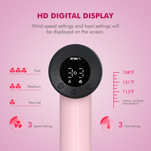 Mini Travel Hair Dryer for Women, 110000 RPM High-Speed Pink Small Blow Dryer, Portable Hairdryer for Fast Drying, Low Noise Thermo-Control, Compact Hair Dryer with Magnetic Nozzle