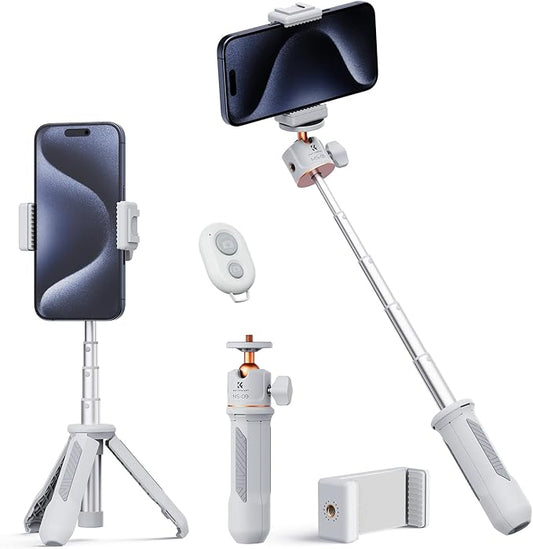 K&F Concept Selfie Stick, Small Camera Tripod Handheld Tripod for Camera Max Load Capacity 2kg, 1/4" Screw Universal for Sony/Nikon Camera Vlogging Tripod for Cell Phone DJI OSMO Pocket 3.(Grey)