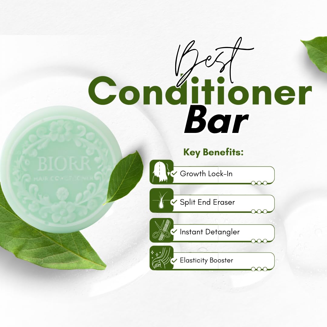 Shampoo and Conditioner Bar Set with Castor Oil for Hair Growth & Strength – Oat Protein, Shea Butter, Aloe – Sulfate-Free, Frizz Control, Vegan, Plastic-Free – BIORR Luxe (2 x 3.5 oz)