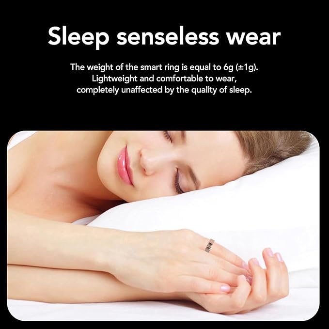 ASHATA Bluetooth Smart Ring Fitness, Health Ring to Monitor Fitness Pedometer Sleep Data, APP Control, Smart Ring for Men Women, Gold (10)