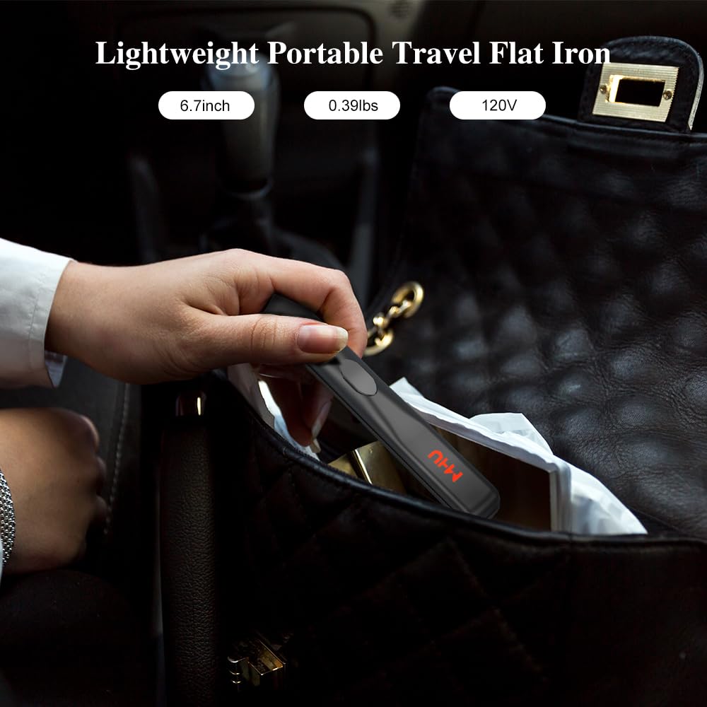 Lightweight Portable Hair Straightener, 0.5 Inch Mini Flat Iron with Ceramic Tourmaline Plates & Smart Constant Temperature - Perfect for Short Hair, Curls, Bangs & Travel - Small Styling Iron