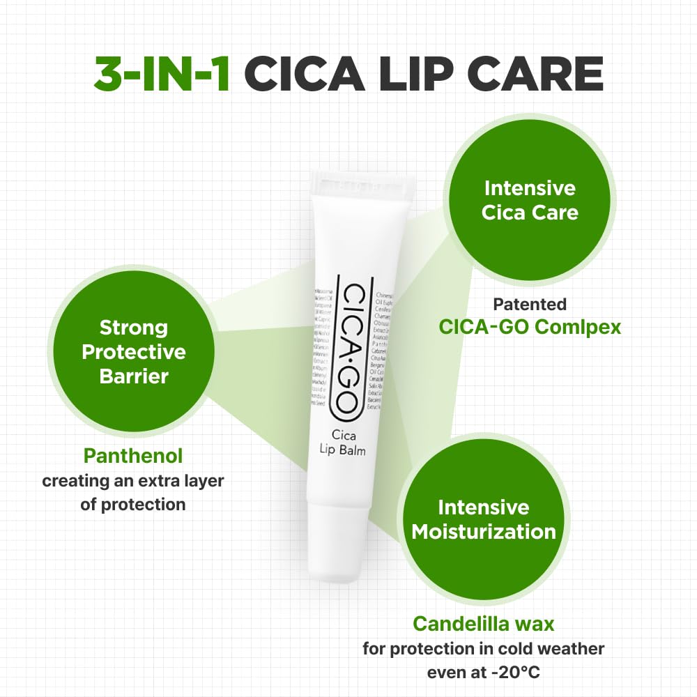 CICAGO Cica Lip Balm, Daily Hydrating Lip Balm for Dry & Chapped Lips, Deep Moisture & Soothing Cica Care, Korean Skin Care (0.34 fl. oz, 10g)