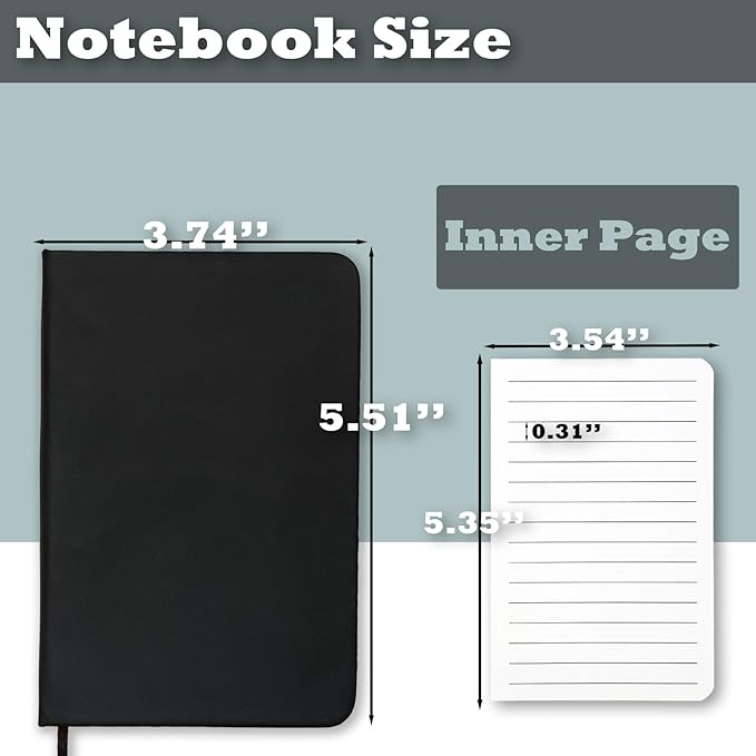 4 Pack Notebook Journal, 160 Pages Pocket Notepad with Waterproof Cover, Mini Memo Pads for Home, School, College, Office, Work, Travel (Black)