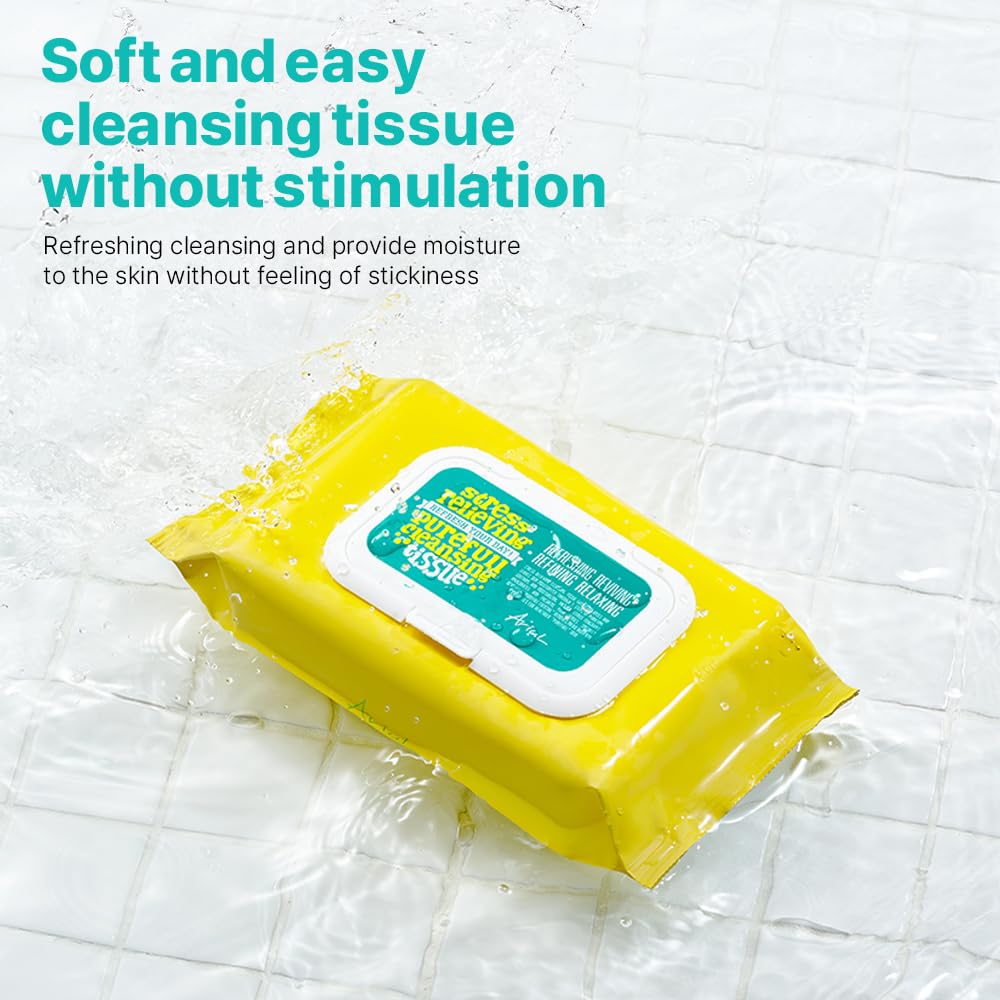Ariul Stress Relieving Purefull Cleansing Tissue – Gentle & Hydrating Makeup Remover Wipes, Korean Skin Care with Natural Ingredients, 80 Counts × 2 Packs
