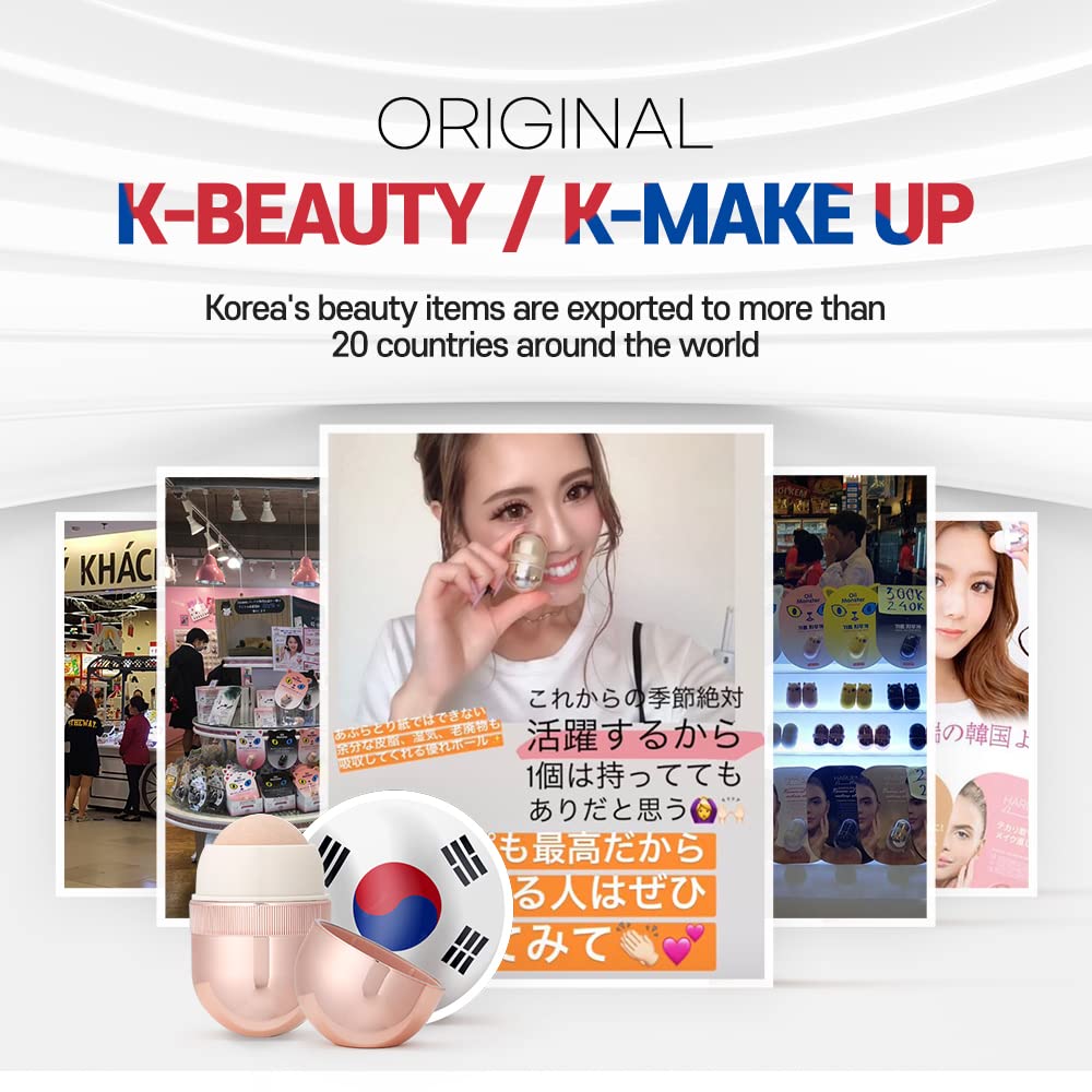 Korean Beauty Oil-Absorbing Volcanic Face Roller, Portable and Reusable Skincare Tool for Oily Skin, Shine Control, Oil Absorber tool for Face (Black)