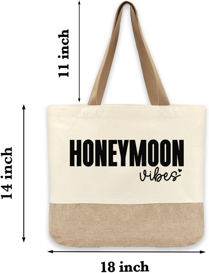 Honeymoon Tote Bag, Honeymoon Essentials Must Haves, Wedding Bridal Shower Gifts, Bachelorette Party Engagement Gifts for Couples Bride Wife, Fiance Newly Engaged Gift Beach Bag Reusable Grocery Bags