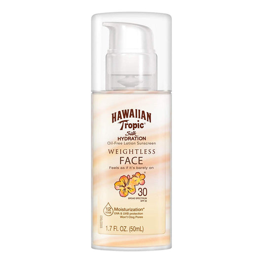 Hawaiian Tropic Weightless Hydration Lotion Sunscreen for Face SPF 30, 1.7oz (2 PACK) | Travel Size Sunscreen, Oil Free Face Sunscreen, Sunblock Face, Mini Sunscreen SPF 30, 1.7oz (1.7 fl. oz., 2)
