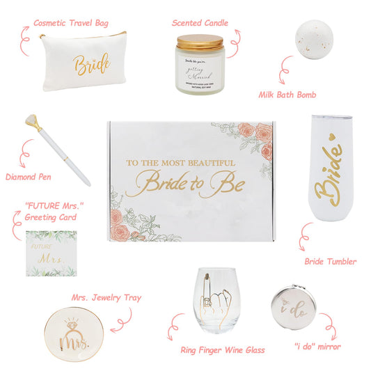 Bride To Be Gifts Box, Bridal Shower Bachelorette Gifts for Bride, Engagement Gifts for Her, Newly Engaged Wedding Fiance Gifts for Women, Bachelorette Party Favors Future Mrs Gifts Basket