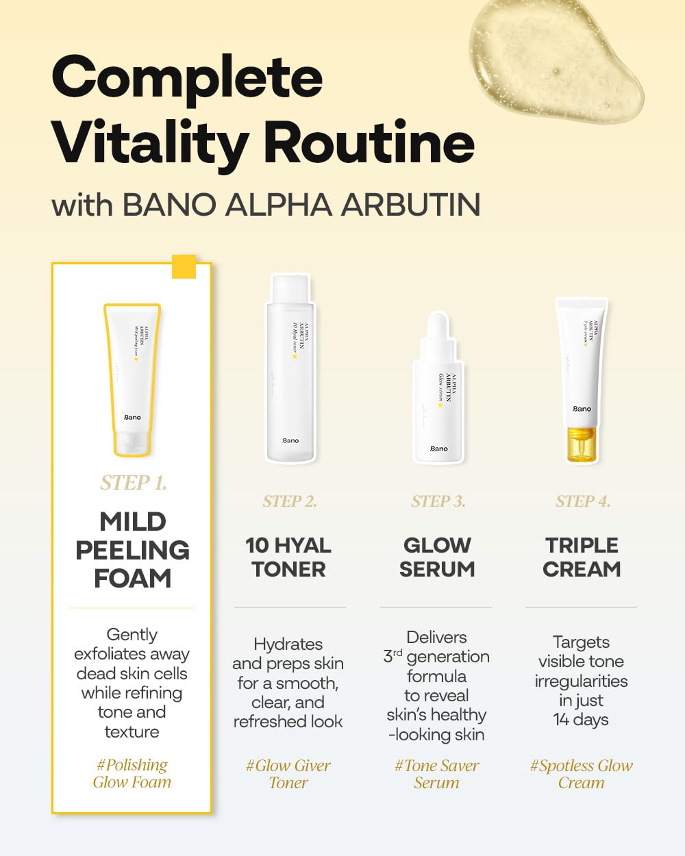 Bano Alpha Arbutin Mild Peeling Foam – PHA LHA Salicylic Acid Exfoliating Cleanser | Glow & Uneven Tone | Korean Skincare for Sensitive Skin | Fragrance-Free | 4.05 fl oz