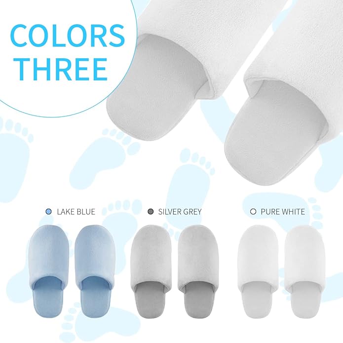 3-Pair Luxury Spa Slippers - Cotton Memory Foam Non-slip Closed Toe Washable Slippers for Hotel,Guest,Travel,Bride,Women and Men