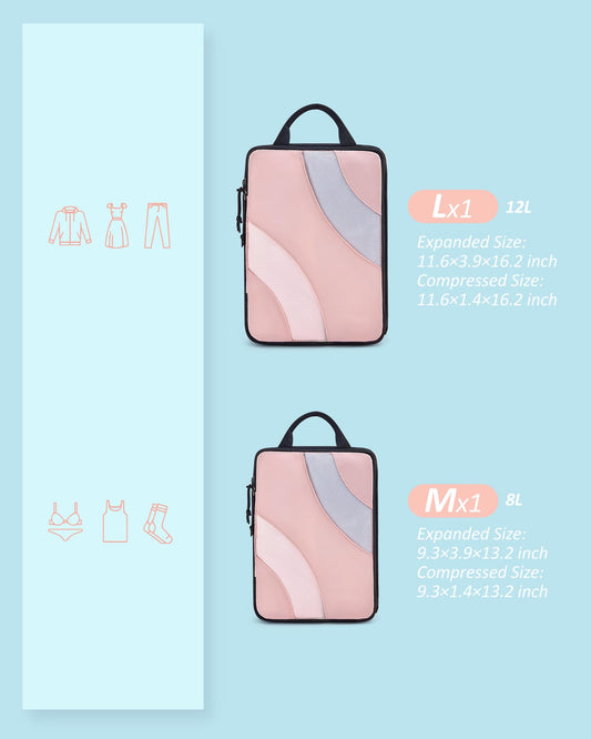 BAGSMART Compression Packing Cubes, 2 Set Travel Packing Cubes for Carry on Suitcases, Compression Suitcase Organizers Bag Set & Travel Cubes for Luggage, Lightweight Packing Organizers White Opals