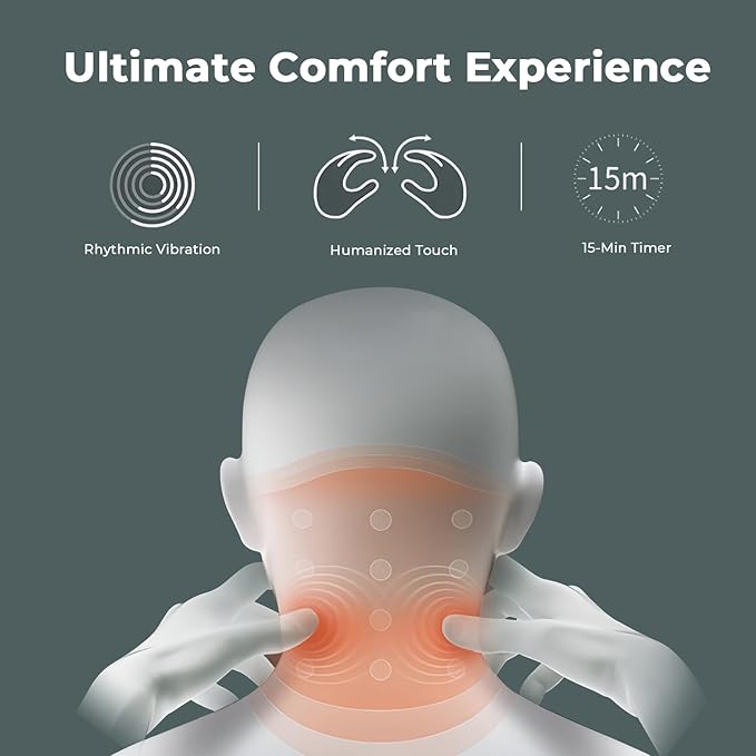 Neck Massager with Heat - Deep Tissue Neck Pain Relief U-Shape Design Electric Cordless Massager Pillow for Travel Office Home Shiatsu Neck Pillow Gifts for Men Women Dad Mom, Mint Green