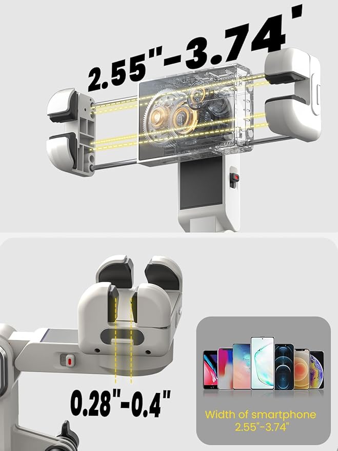 Auto Face Tracking Tripod 360 Rotation w/Stand for iPhone Android,Selfie Stick Phone Stand 360 Rotating for Video Recording,Phone Holder Follow You w/Remote,RGB Light for TikTok(M2Pro White)