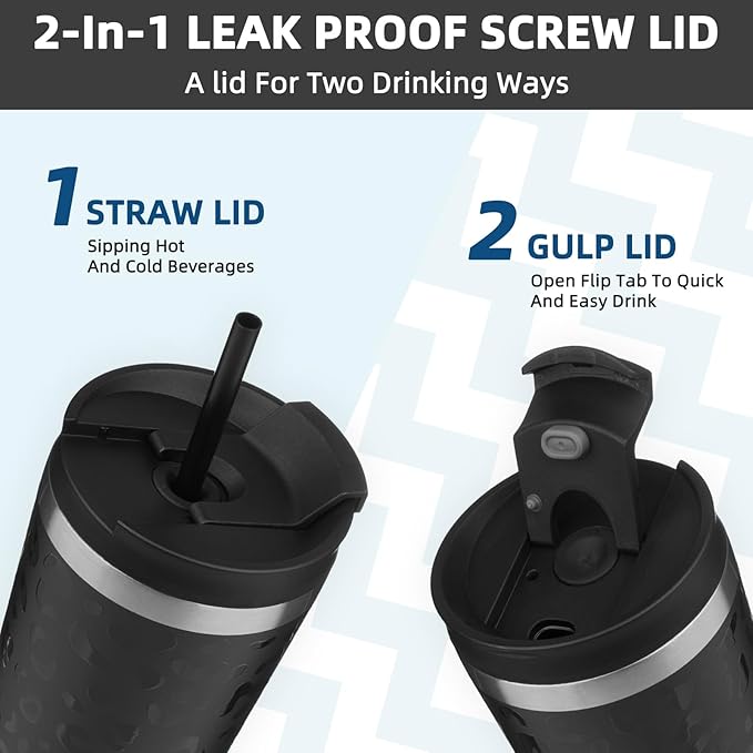 BJPKPK 30oz Insulated Tumbler With lid And Straw Stainless Steel Tumblers Travel Coffee Mug Reusable Thermal Cup,Black Leopard