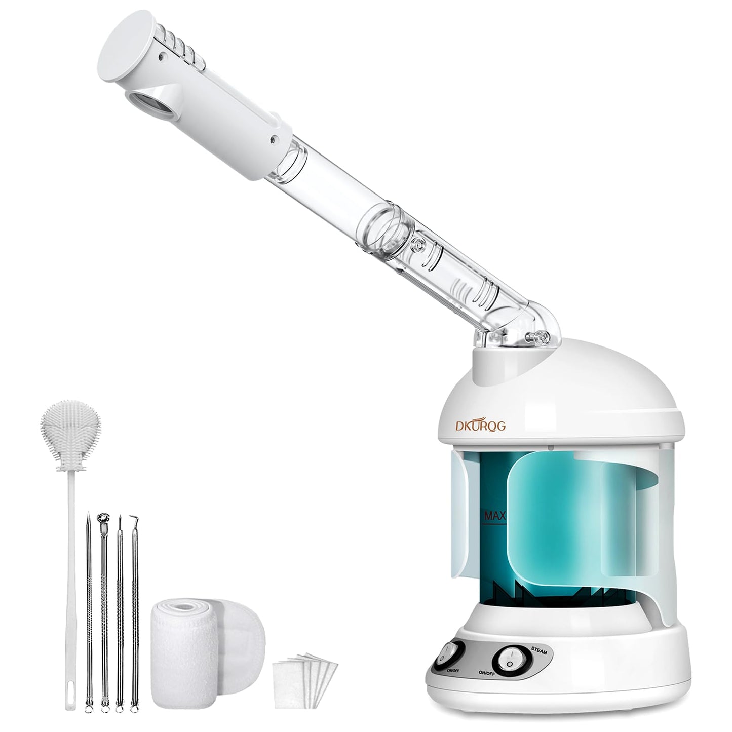 DKURQG Facial Steamer, Nano Ionic Face Steamer for Facial Deep Cleaning Portable Ozone Steamer with Extendable 360° Rotating Arm, Humidifier for Home Salon Spa or Personal Care (Blue)