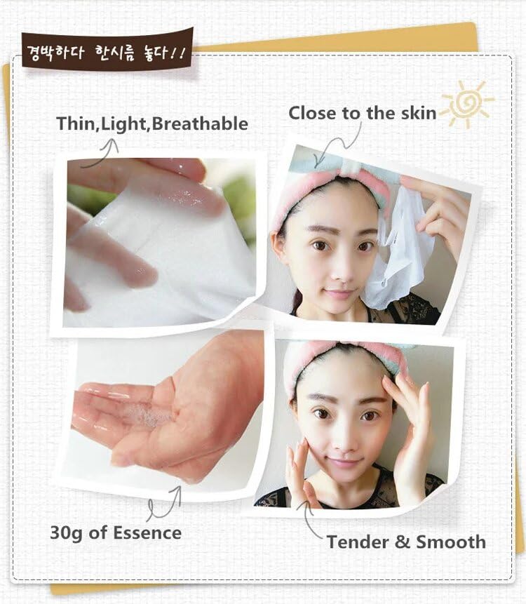 HCHANA Korean Face Mask Snail Essence Sheet Mask – Hydrating & Moisturizing, Anti-Wrinkle & Anti-Aging Sheet Pack with Snail Secretion Filtrate & Aloe Vera (10 Sheets)