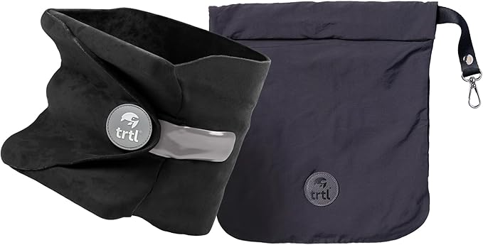 trtl Pillow - Scientifically Proven, Super Soft Neck Support Travel Pillow - Lightweight and Machine Washable - Ergonomic Design for Traveling on Airplanes, Cars, and Trains - Black