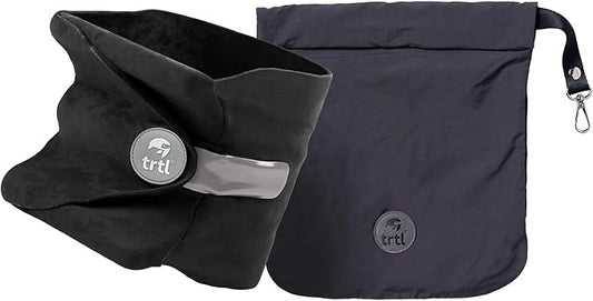 trtl Pillow - Scientifically Proven, Super Soft Neck Support Travel Pillow - Lightweight and Machine Washable - Ergonomic Design for Traveling on Airplanes, Cars, and Trains - Black