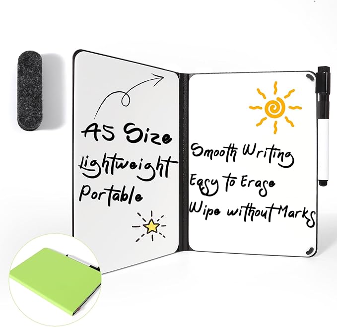 AGM Portable White Board Dry Erase, Double Sided Folding Whiteboards with Pen, Small Dry Erase Board for Study, Meeting, Doodling, Planning, Grass Green